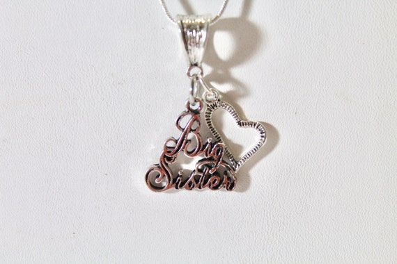 Big Sister Love Pendant on Silver Necklace, Sorority Sister Gift,  Gift For Her, Gift for Sister, Valentine's Day Gift; Pledge Gift