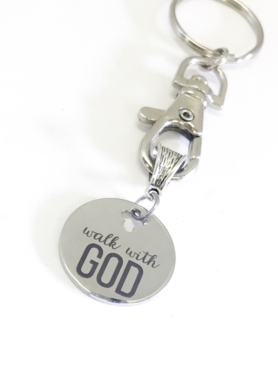 Christian Keychain, Walk With God Keychain, Christian Gifts, Christian
