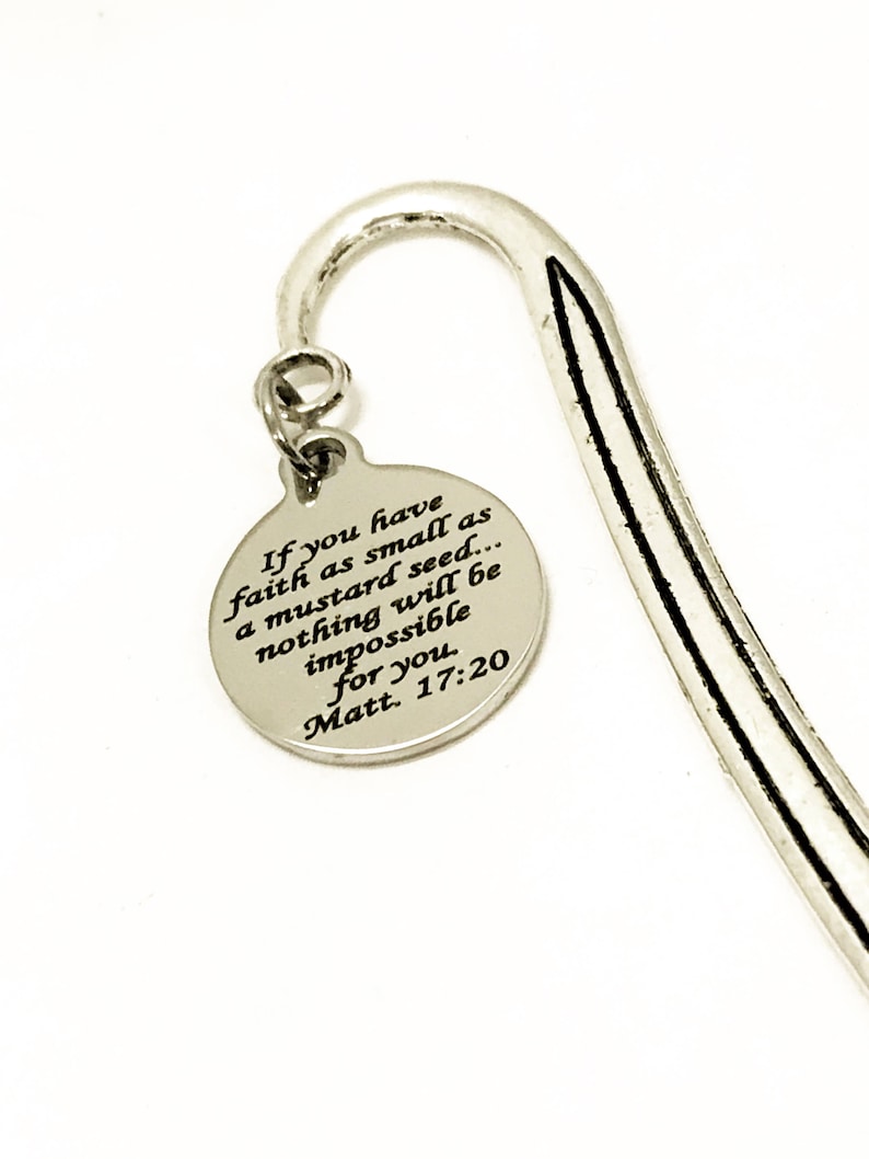 Bible bookmark mustard seed bible verse gift matthew 17 20 etsy