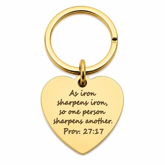 Iron Sharpens Iron Goldtone Heart Keychain