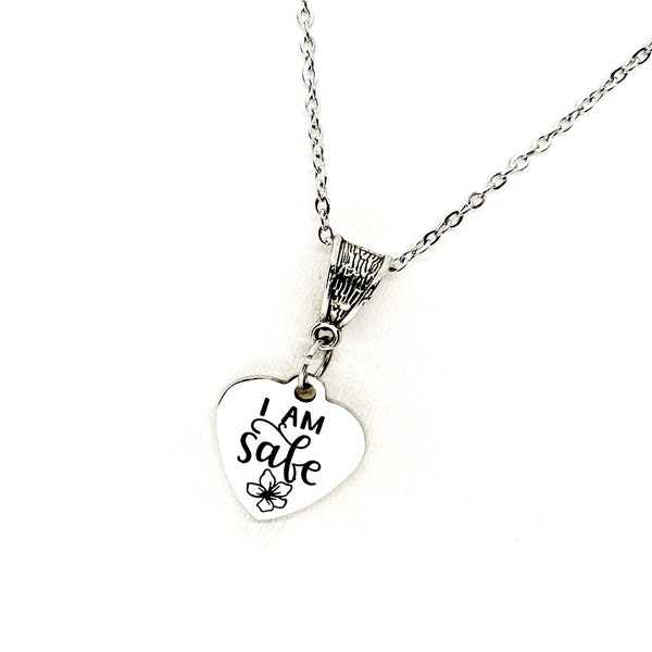 I Am Safe Necklace, Recovery Gift, Divorce Gift, Daughter Gift, Anti Bullying Gift, Gift For Her, Protection Gift, Granddaughter Gift