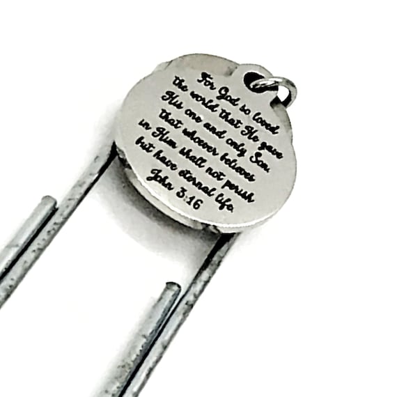 Christian Bookmark, John 3 16 Bookmark, For God So Loved The World, Christian Gift, Paperclip Bookmark, Bible Bookmark, Scripture Bookmark
