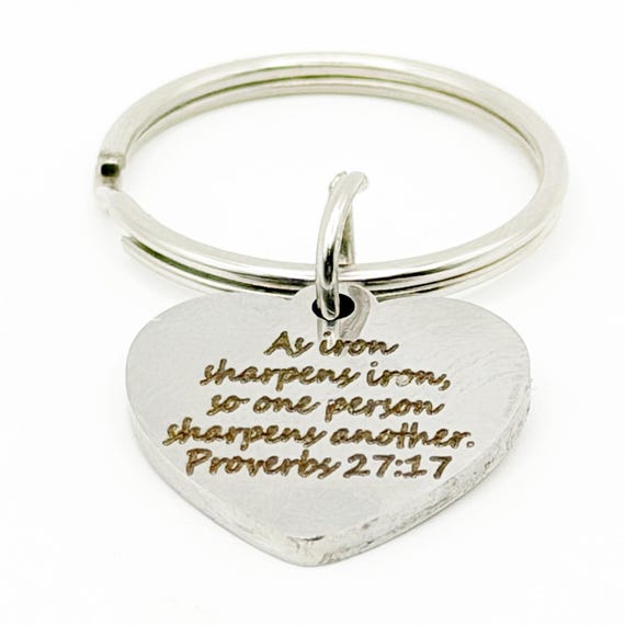 Iron Sharpens Iron Heart Keychain