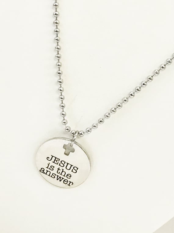 Christian Necklace, Jesus Is The Answer Necklace, Son Gift, Baptism Gift, Christian Gift, Christian Jewelry Gift, Gift For Him, Gift For Her