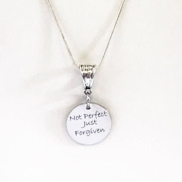 Not Perfect Just Forgiven Necklace, Religious Jewelry Gift for Her, Daughter Jewelry, Baptism Jewelry Gift, Confirmation Gift, Sunday School