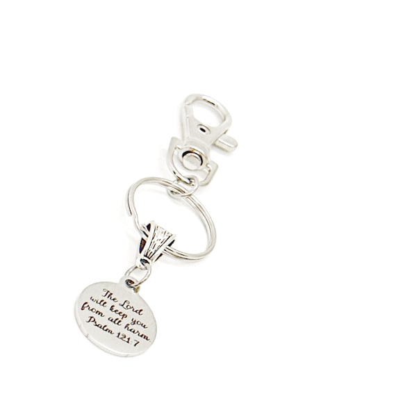 The Lord Will Keep You From All Harm Psalm 121 7 Charm Clip On Keychain, Protection Gift, New Driver Gift, Hedge Of Protection, Scripture