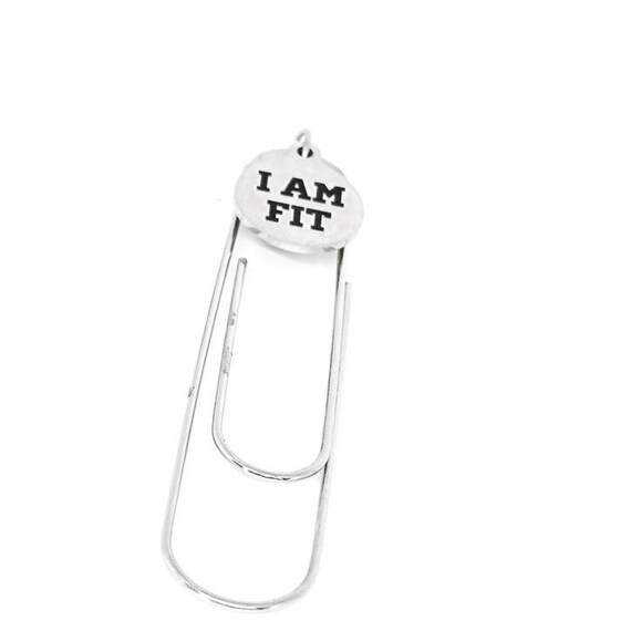 I Am Fit Bookmark Stainless Steel Engraved Charm Fitness Motivational Paperclip Bookmark