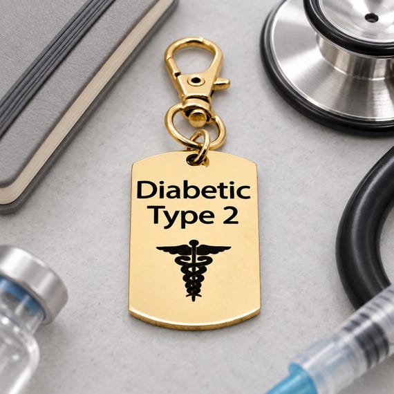 Diabetic Type 2 Goldtone Medical Clip On Charm
