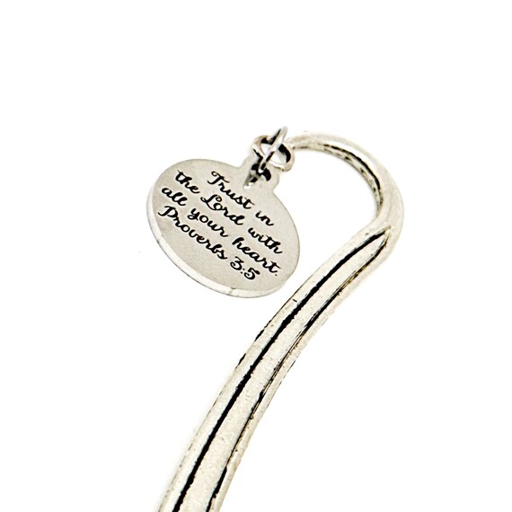 Trust In The Lord With All Your Heart Charm Bookmark, Proverbs 3 5, Scripture Gifts, Scripture Quote, Faith Gift, Graduation Bible Bookmark