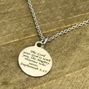Scripture Jewelry, Zeph 3 17 Bible Verse Necklace, The Lord Is With You Necklace, Christian Jewelry, Scripture Gifts, Scripture Necklace