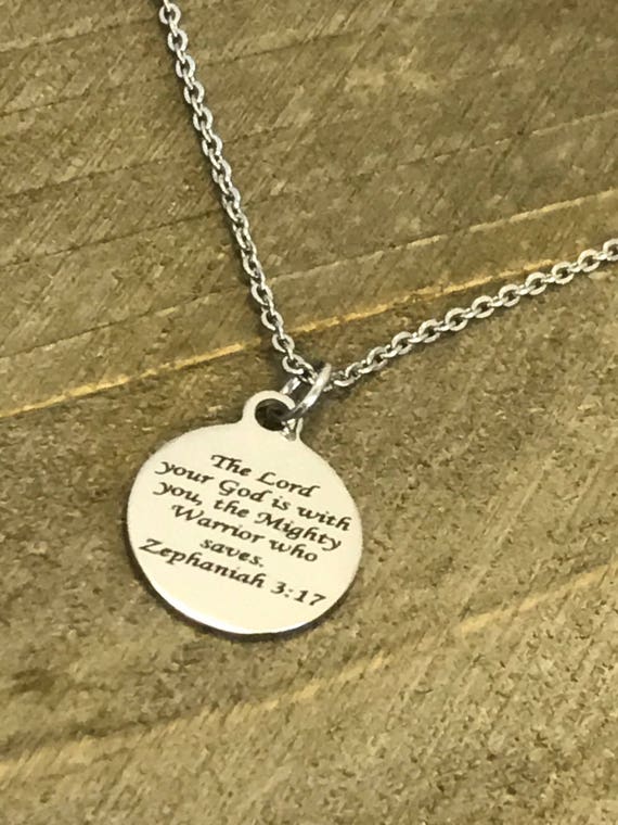 Scripture Jewelry, Zeph 3 17 Bible Verse Necklace, The Lord Is With You Necklace, Christian Jewelry, Scripture Gifts, Scripture Necklace