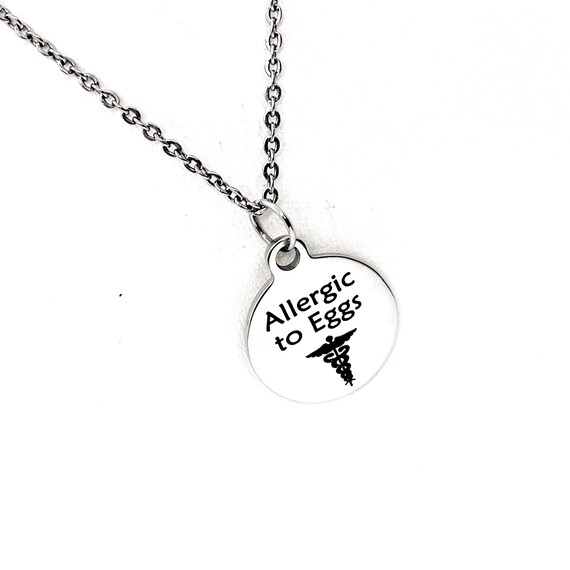 Allergic To Eggs Necklace, Medical ID, Egg Allergy Medical Condition Medical Notification, Medical Condition Necklace