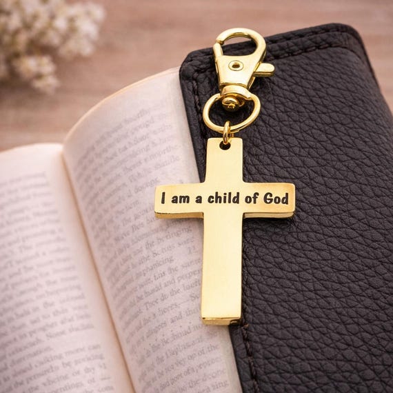 I Am A Child Of God-Plated Gold Cross Charm