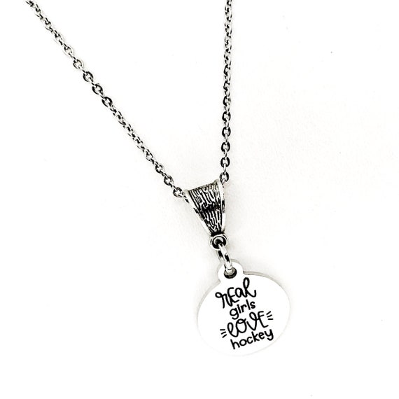 Real Girls Love Hockey Necklace, Hockey Lover Gift, Hockey Girlfriend, Hockey Fan Necklace, Hockey Jewelry, Hockey Mom Gift