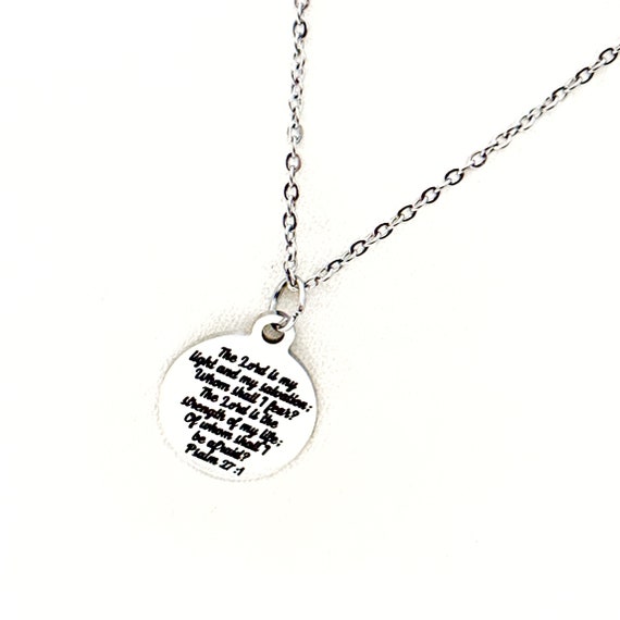 Psalm 27 1 The Lord Is My Light And My Salvation Whom Shall I Fear Necklace, I Will Not Be Afraid, Faith Jewelry, Christian Woman Gift