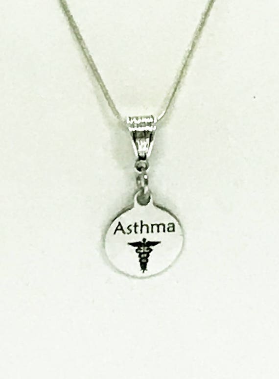 Asthma Medical Condition Awareness Engraved Pendant Necklace, Medical Jewelry Gift For Her, Asthma Jewelry, Medical Condition Jewelry