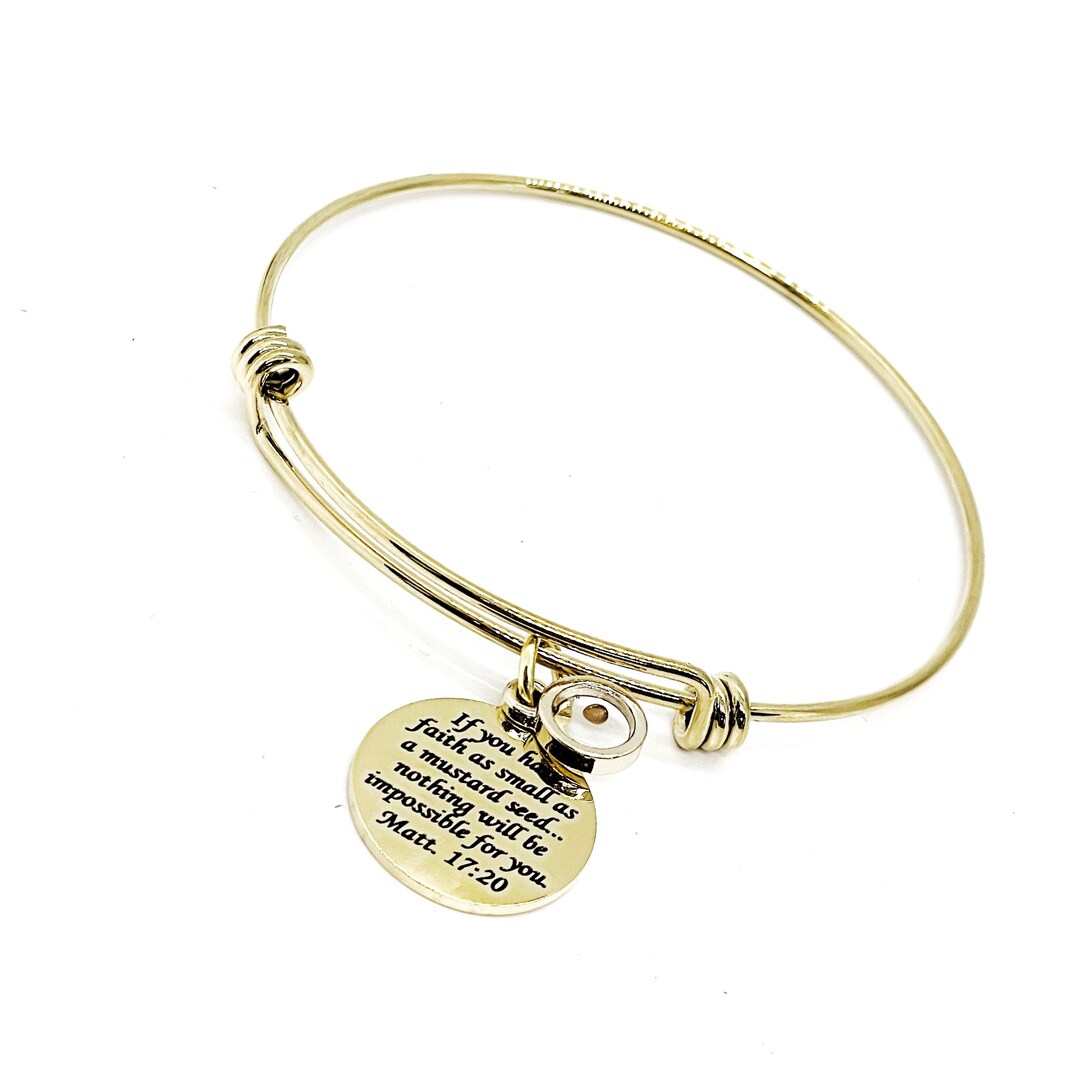 Mustard Seed Scripture Goldtone Bracelet, Matthew 17 20, Mustard Seed