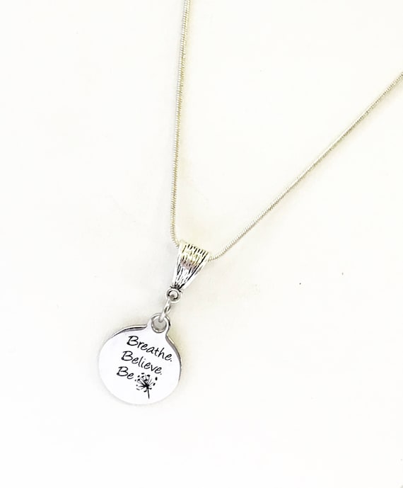 Meditation Jewelry, Breathe Believe Be Necklace, Motivational Jewelry Gift for Her, Encouragement Gift, Just Breathe, Believe in Yourself