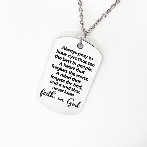 Always Pray Faith Necklace Stainless Steel Christian Jewelry Inspirational Religious Scripture Necklace Encouragement Gift