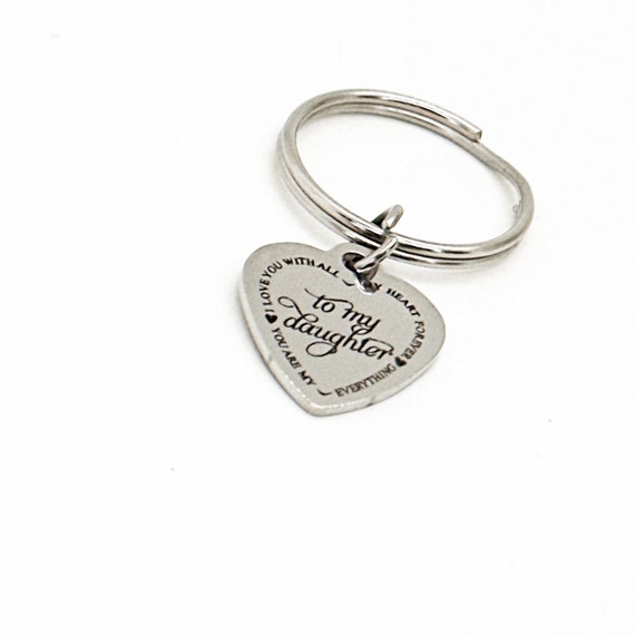 To My Daughter Charm Keychain, You Are My Everything, I Love You With All My Heart Forever, Daughter Gift, Daughter Birthday, Graduation