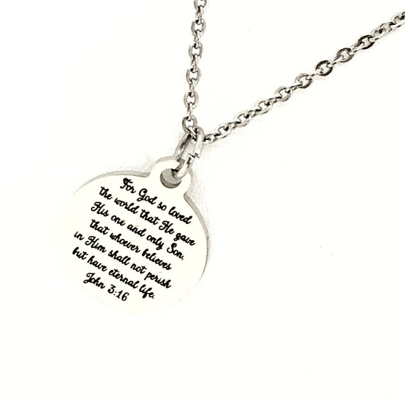 Christian Jewelry, John 3 16 Necklace, For God So Loved The World Necklace, Bible Verse Jewelry, Christian Gift, Christian Scripture Jewelry