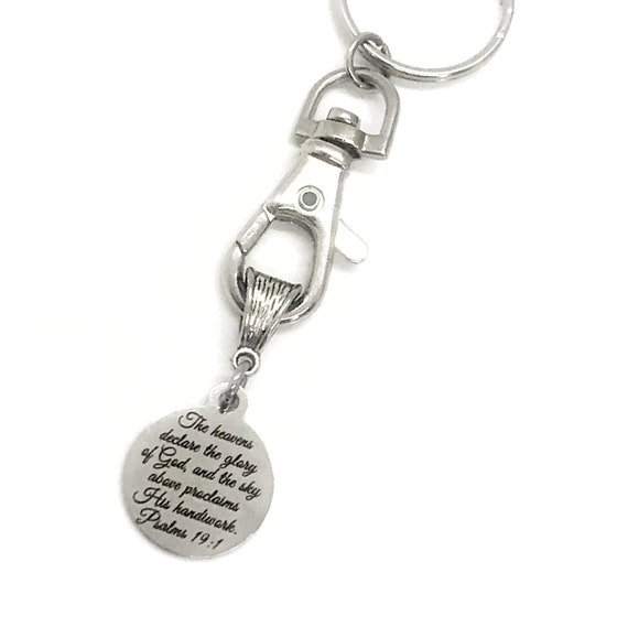Christian Gift, Christian Keychain, Glory Of God Keychain, Psalm 19 1 Keychain, Bible Verse Gift, Scripture Gift, Christian Verse