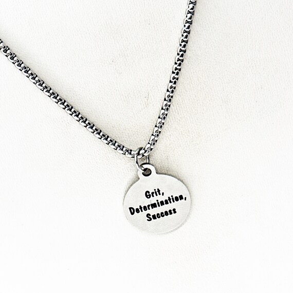 Grit Determination Success Charm Necklace, Graduation Gift, Daughter Gift, Going To College, Gift For Her, Encouraging Her, Motivational