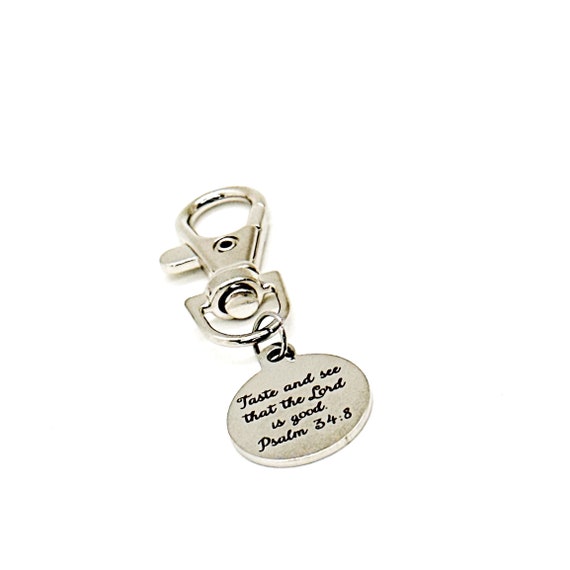 Faith Gift, Taste And See That The Lord Is Good Clip On Charm, Psalm 34 8 Quote, Church Cook, Scripture Gift, Grandmother Gift, Mom Gift