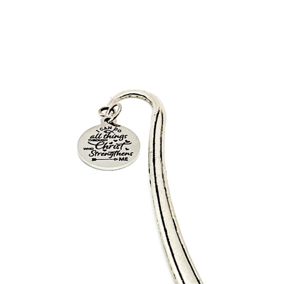 Scripture Gift, I Can Do All Things Through Christ Charm Bookmark, Philippians 4 13, Bible Bookmark, Gift For Her, Encouraging Gift