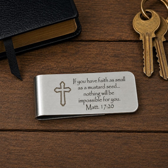 Mustard Seed Faith Cross Stainless Money Clip