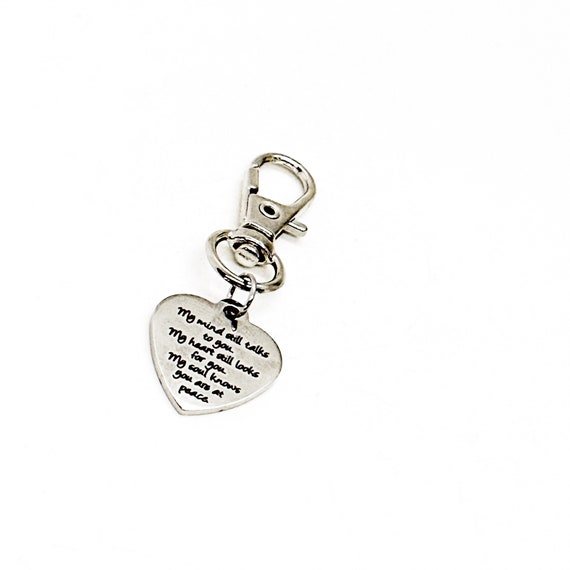 My Mind Still Talks To You HeartClip On Charm, Memorial Gift, Remembering Her, Remembering Him, Sympathy Gift, Loss Of Loved One