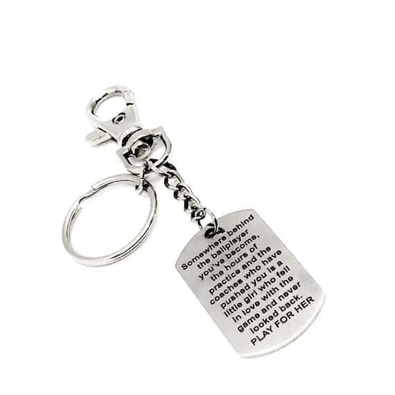 Softball Keychain Gift, Play For Her Keychain, Daughter Gift, Softball Player, Softball Team Gift For Her, Encouraging Quote, Sports Gift