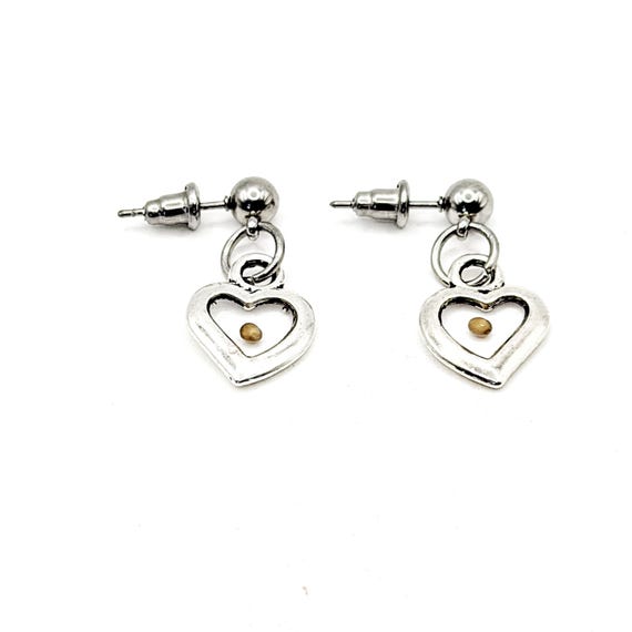 Small Heart Mustard Seed Faith Earrings