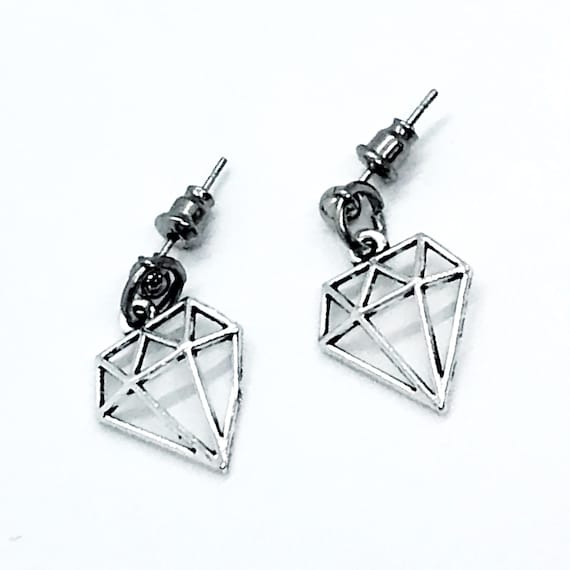 Diamond Earrings, Diamond Charm Earrings, Silvertone Diamond Charms, Dangle Earrings, Direct Sales Team Gifts, Motivating Earrings