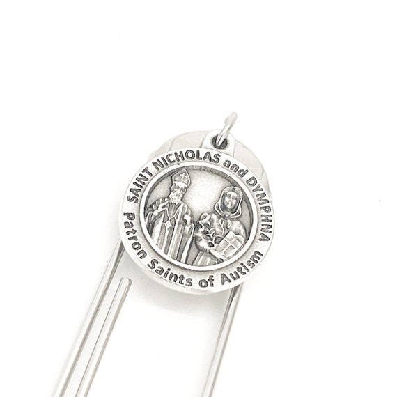 Patron Saint Gifts, Saint Nicholas and Dymphna Paper Clip Bookmark, Patron Saints of Autism, Autism Mom, Wife Gift, Autism Prayers Gift