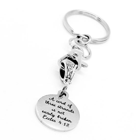A Cord Of Three Strands Is Not Easily Broken Charm Keychain, Ecclesiastes 4 12, Scripture Gift, Wedding Gifts, Christian Marriage, Faith