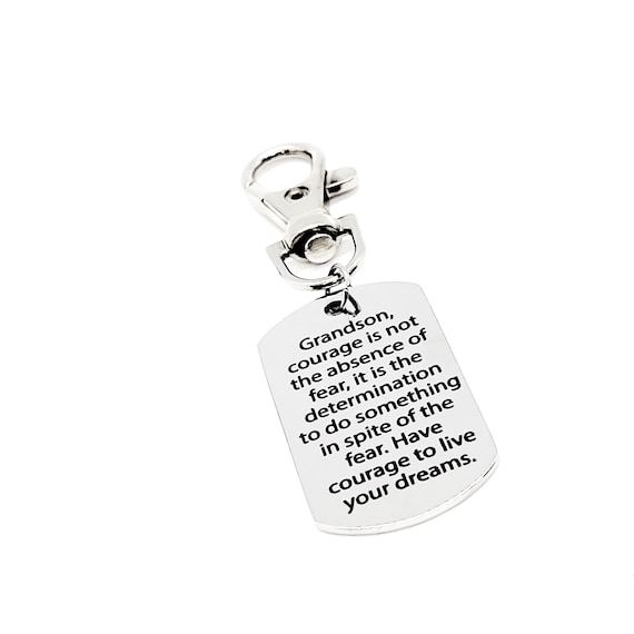 Grandson Gift, Grandson Encouragement Clip On Charm, Backpack Charm, Sports Bag Charm, Gift For Him, Encouraging Him, Grandson Quote Gift