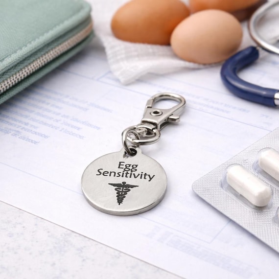 Egg Sensitivity Medical Alert Clip On Charm Stainless Steel Allergy Identification Lobster Clasp Charm