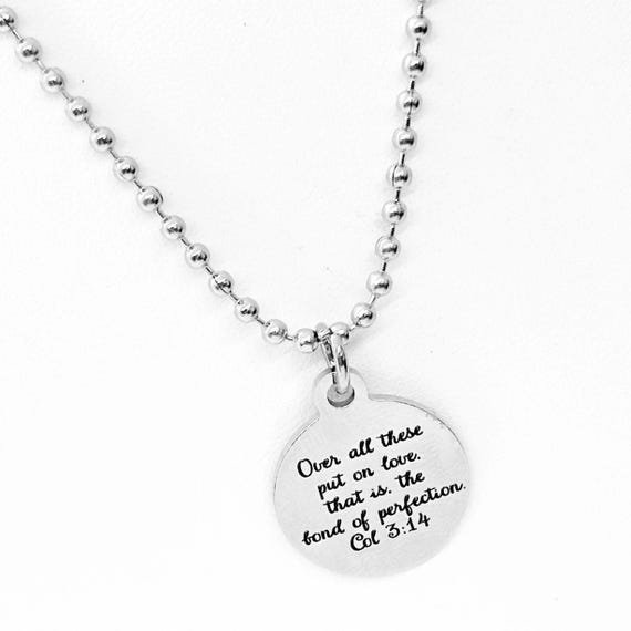 Put On Love The Bond Of Perfection Necklace, Colossians 3 14 Charm, Wedding Jewelry, Christian Marriage, Faith Quotes, Scripture Jewelry