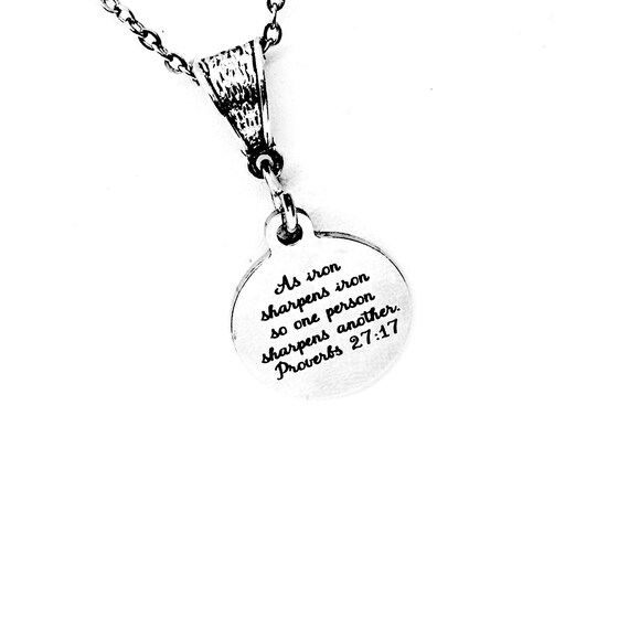 As Iron Sharpens Iron Pendant Necklace, Proverbs 27 17 Charm, Sharpen One Another, Baptism Gift, Faith Quotes, Bible Verse, Recovery