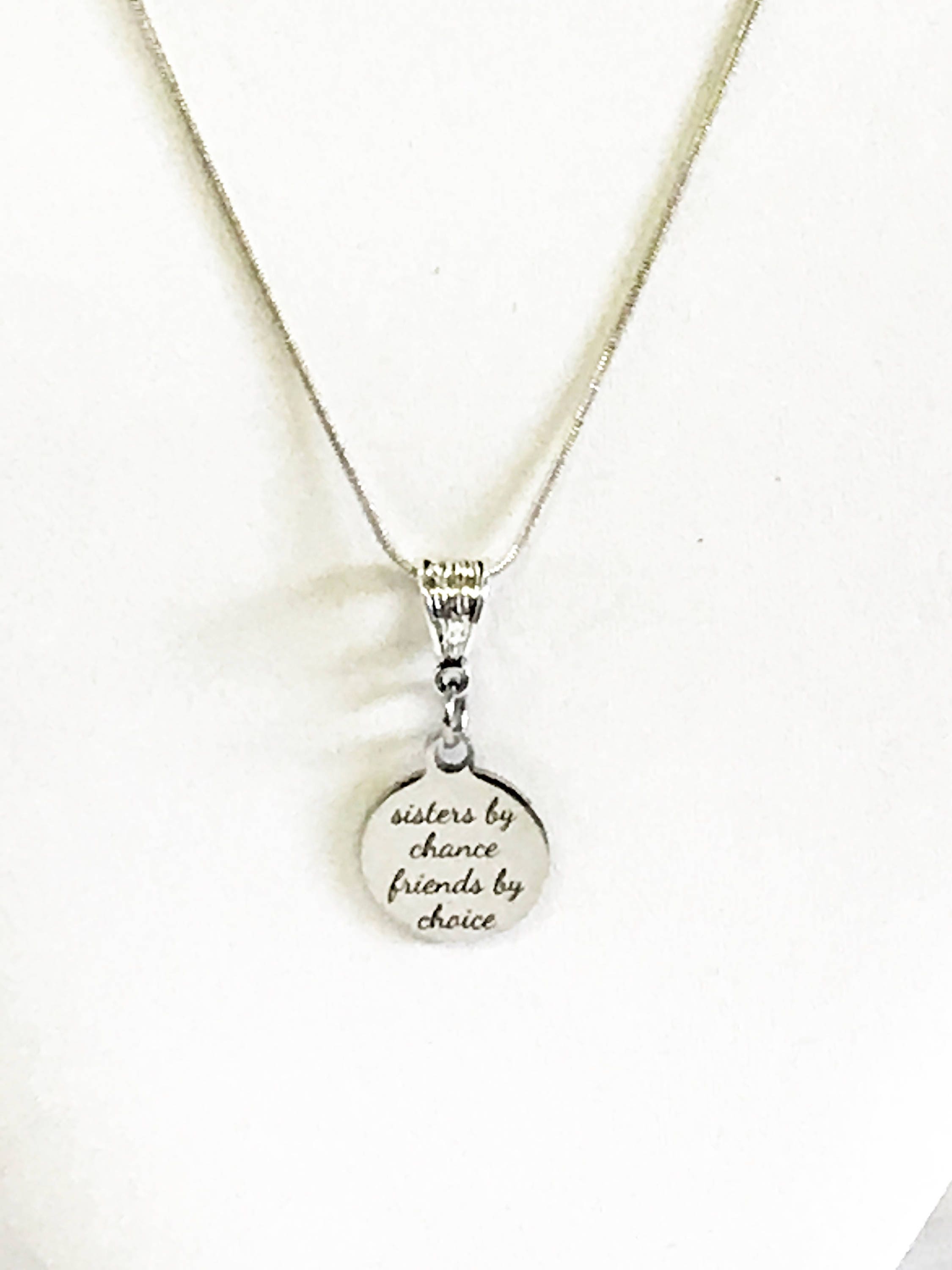 Sisters by chance friends cheap by choice necklace