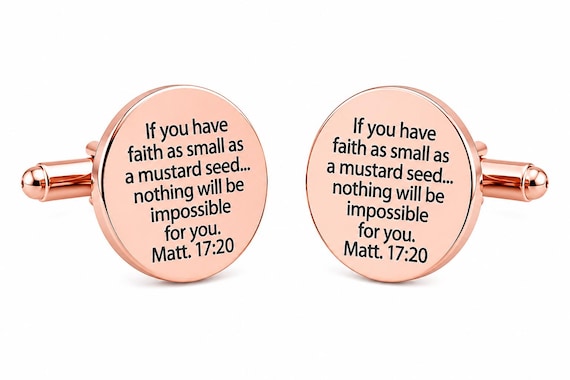 Mustard Seed Scripture Rose Goldtone Cuff Links