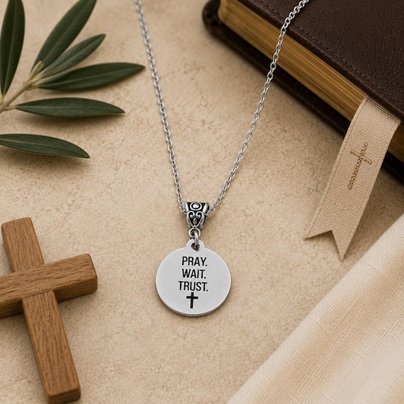 Pray Wait Trust Stainless Steel Necklace