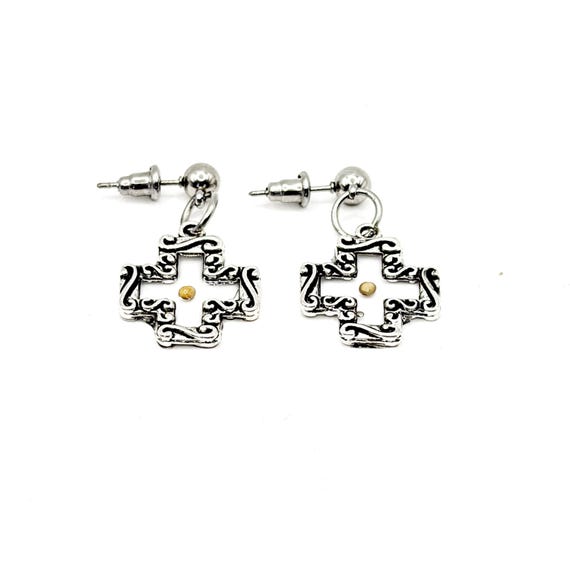 Mustard Seed Open Cross Faith Earrings