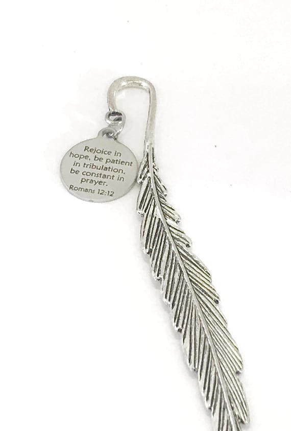 Bible Bookmark, Rejoice In Hope Bookmark, Scripture Gifts, Bible Gift, Christian Bookmark, Bible Scripture Charm, Bible Verse Planner Charm