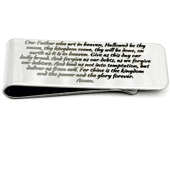 The Lord's Prayer Silver Money Clip Scripture