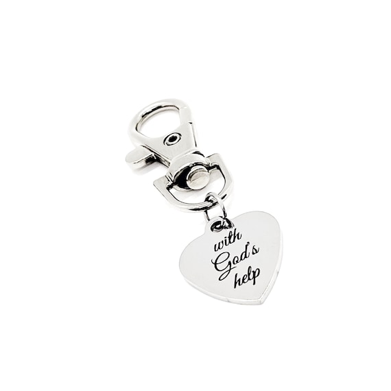 With God’s Help Clip On Charm, Faith Gift, Faith Encouragement, Bag Charm, Purse Charm, Christian Gift, Christian Encouragement, Baptism