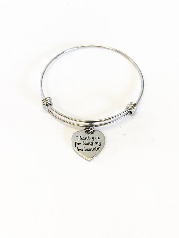 Thank You For Being My Bridesmaid Expanding Bangle Charm Bracelet, Bridesmaid Gifts, Gifts for Bridesmaids, Bridesmaid Jewelry Gift For Her