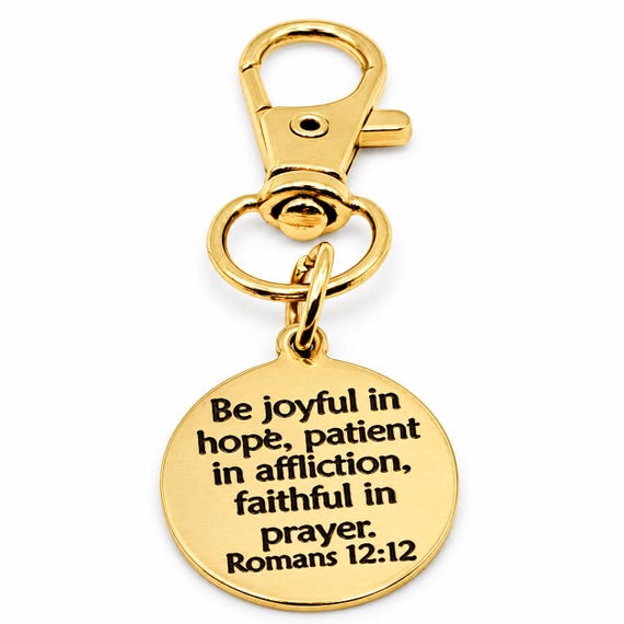 Joyful Patient Faithful Goldtone Clip On Keychain