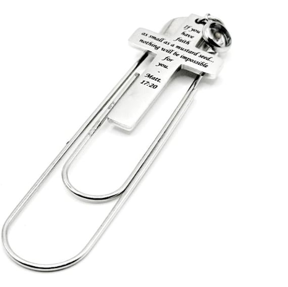 Mustard Seed Faith Cross Paperclip Bookmark Stainless Steel Christian Bookmark Scripture Gift Matt 17 20 Faith Gift